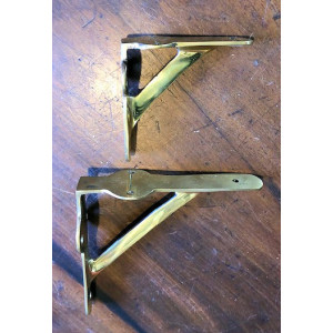 Gallows Brackets with Lugs - 3.5" x 3.5" - Polished Brass - PAIR